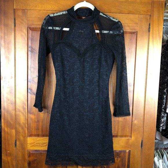 Free People Lace Witchy Wimsigoth Fairy Grunge Open Back Dress Dark Romantic - Picture 8 of 15